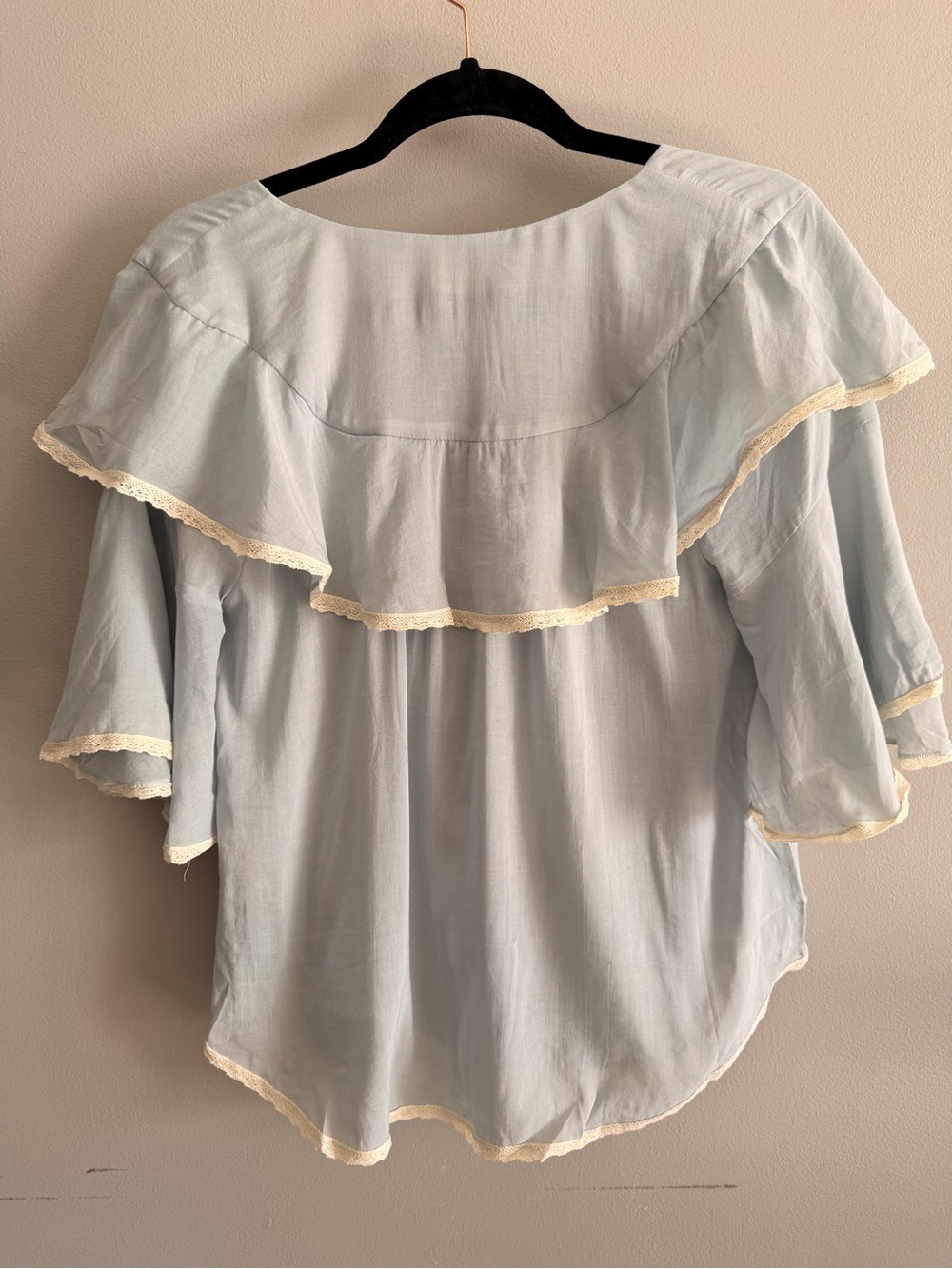 Spell Light Blue Blouse with String Tie - Picture 2 of 6